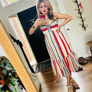 Red and White Striped Sleeveless Sundress